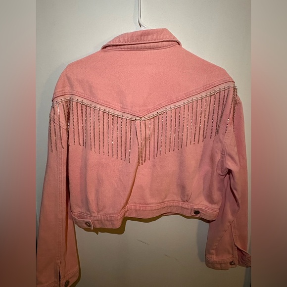 Pink Rhinestone Denim Jacket - Picture 2 of 4